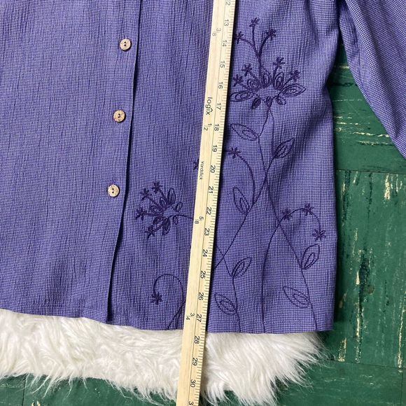 Vintage Napa Valley Shirt Large Blue Button Up Floral Embroidered Chambray 90s - Picture 9 of 10